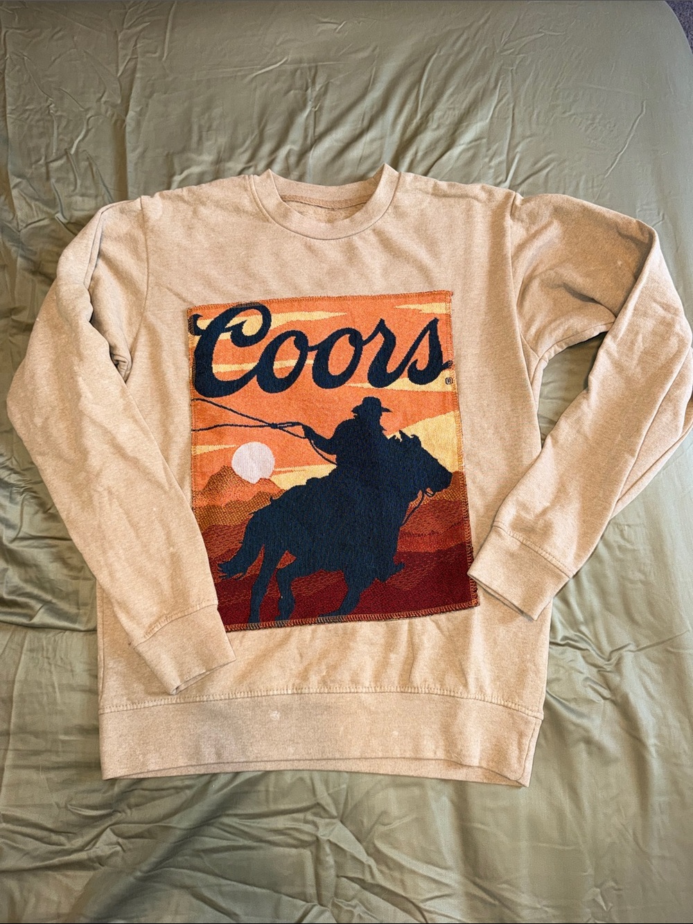 Coors light tan crew - Graphic Western Crewneck